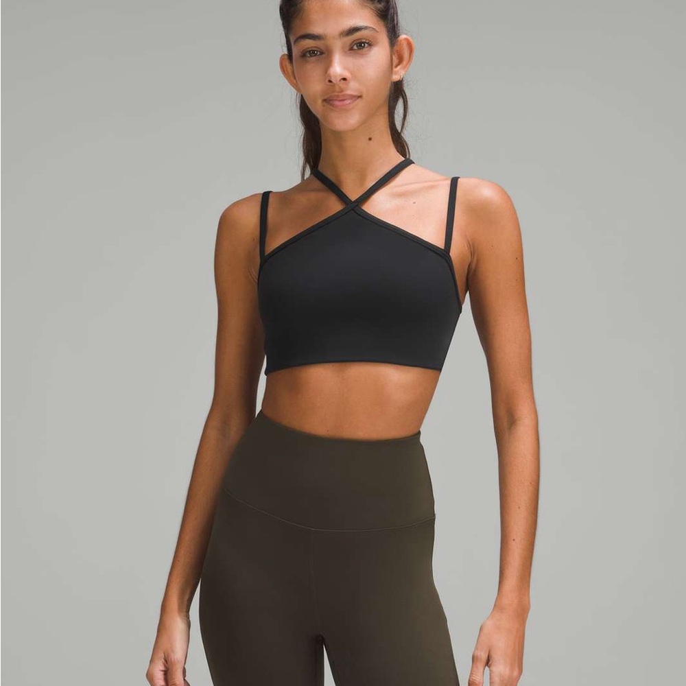Lululemon Black Flow Y Strappy Bra Nulu Size 6